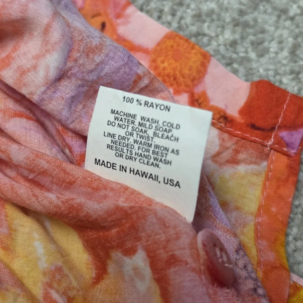 Jams World 50th Anniversary Sundaisy‎ Pink Floral Rayon Camp Shirt USA L